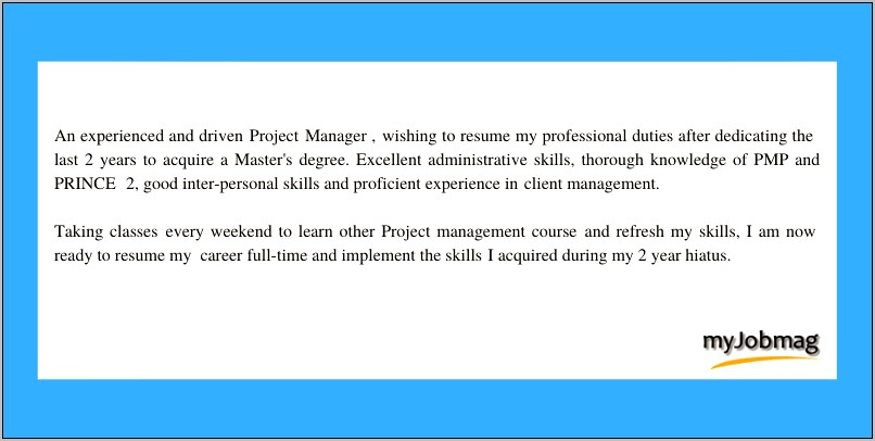 Personal Statement In Resume Examples