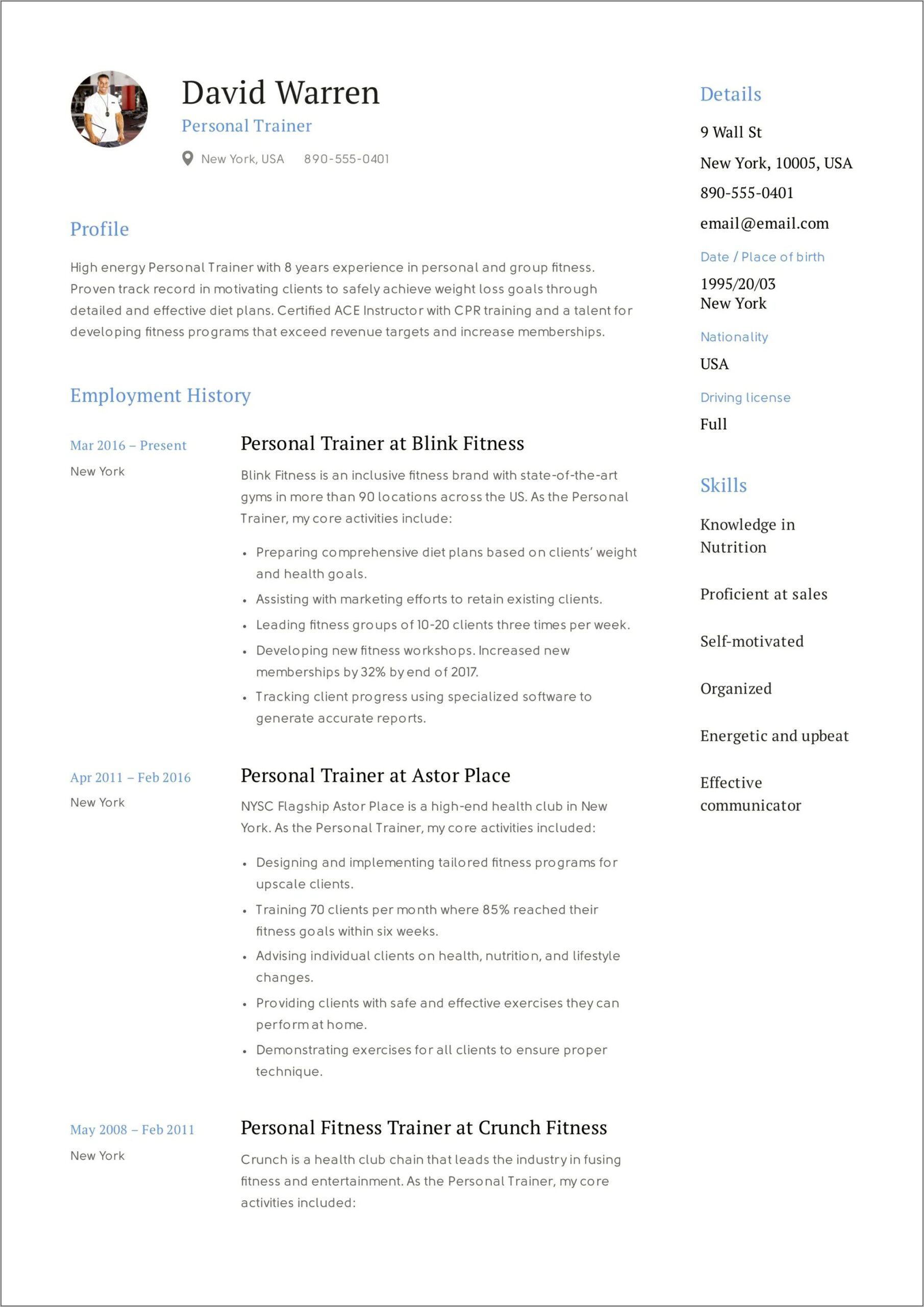 Personal Trainer Resume Objective Statement