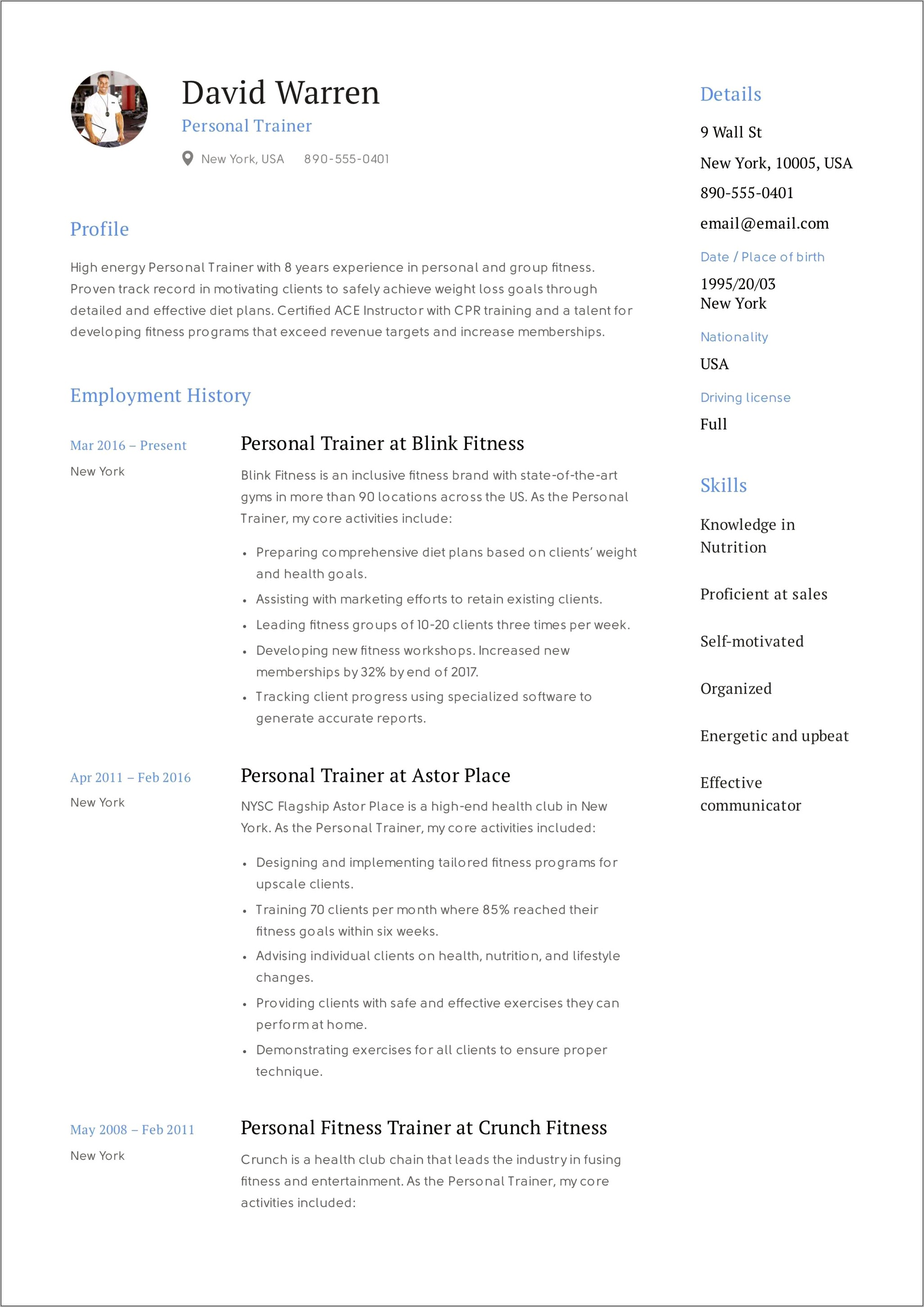 Personal Trainer Resume Objective Statement