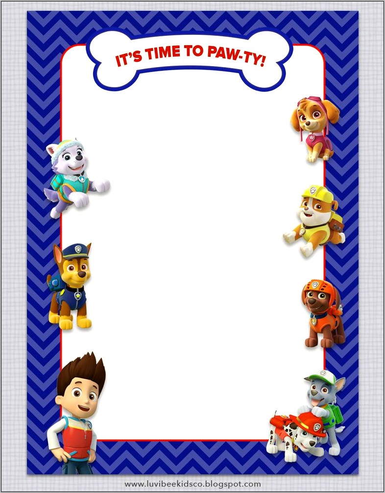 Personalized Paw Patrol Birthday Invitation Template Free