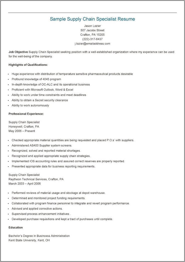 Personnel Security Specialist Resume Examples