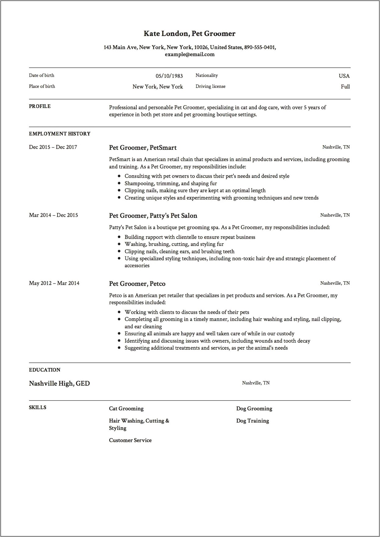 Petsmart Bather Job Description Resume