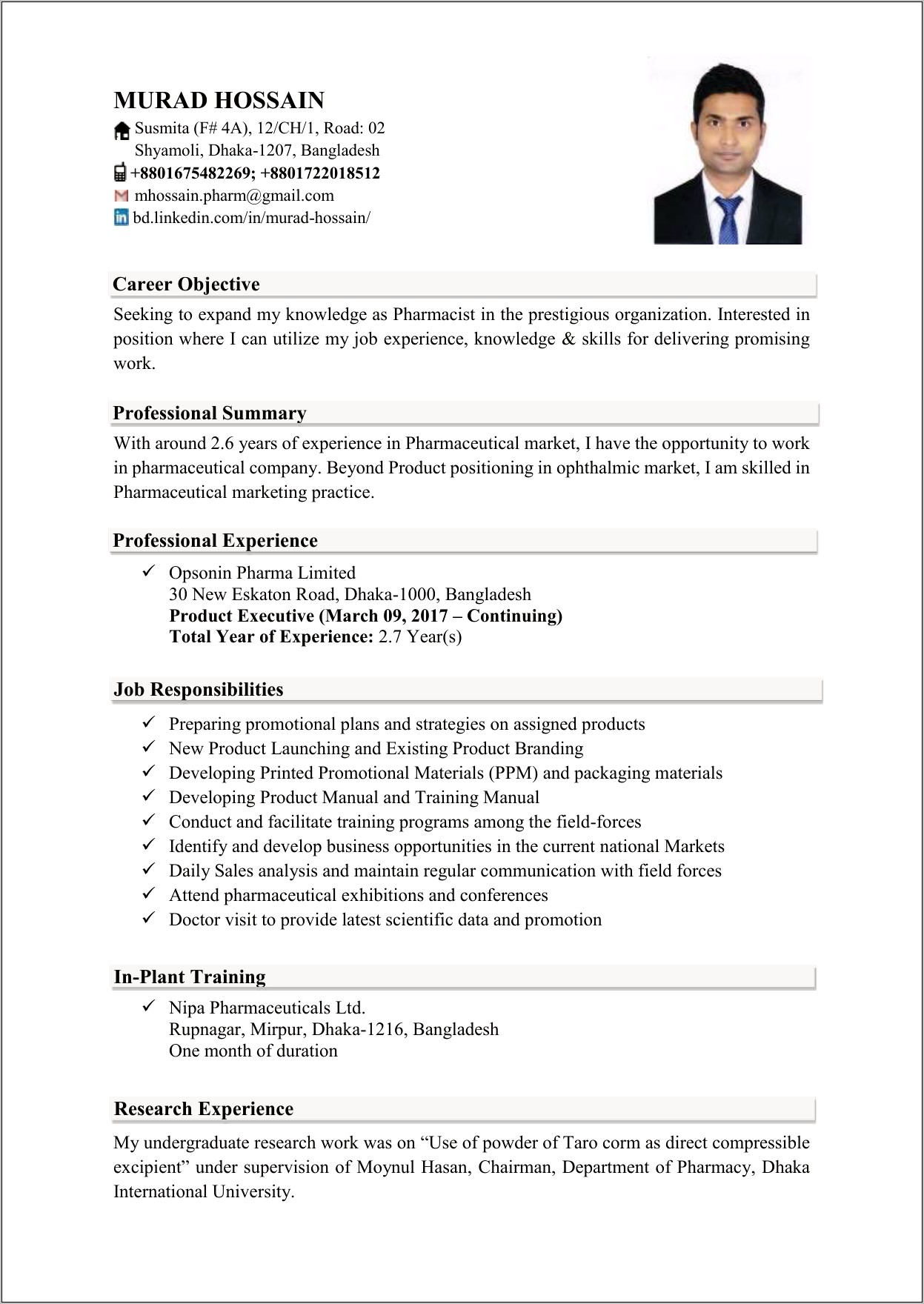 Pharmaceutical Company Job Resume Objective