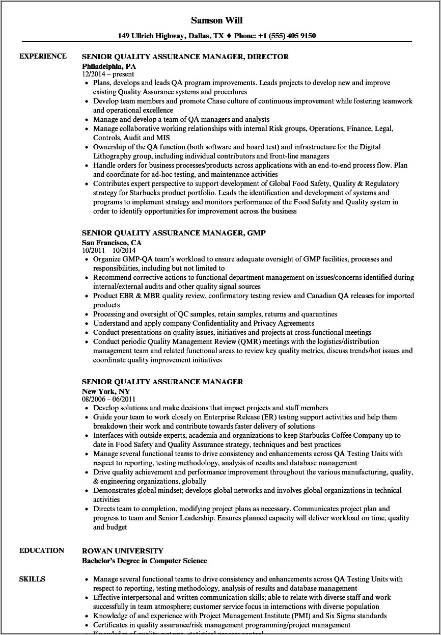 Pharmaceutical Quality Assurance Resume Objective