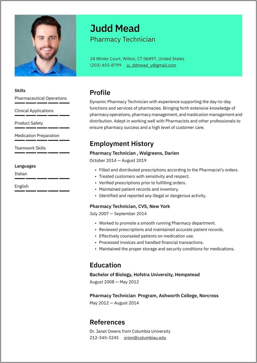 Pharmaceutical Resume Samples For Production