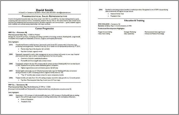 Pharmacuetical Sales Rep Resume Objectives