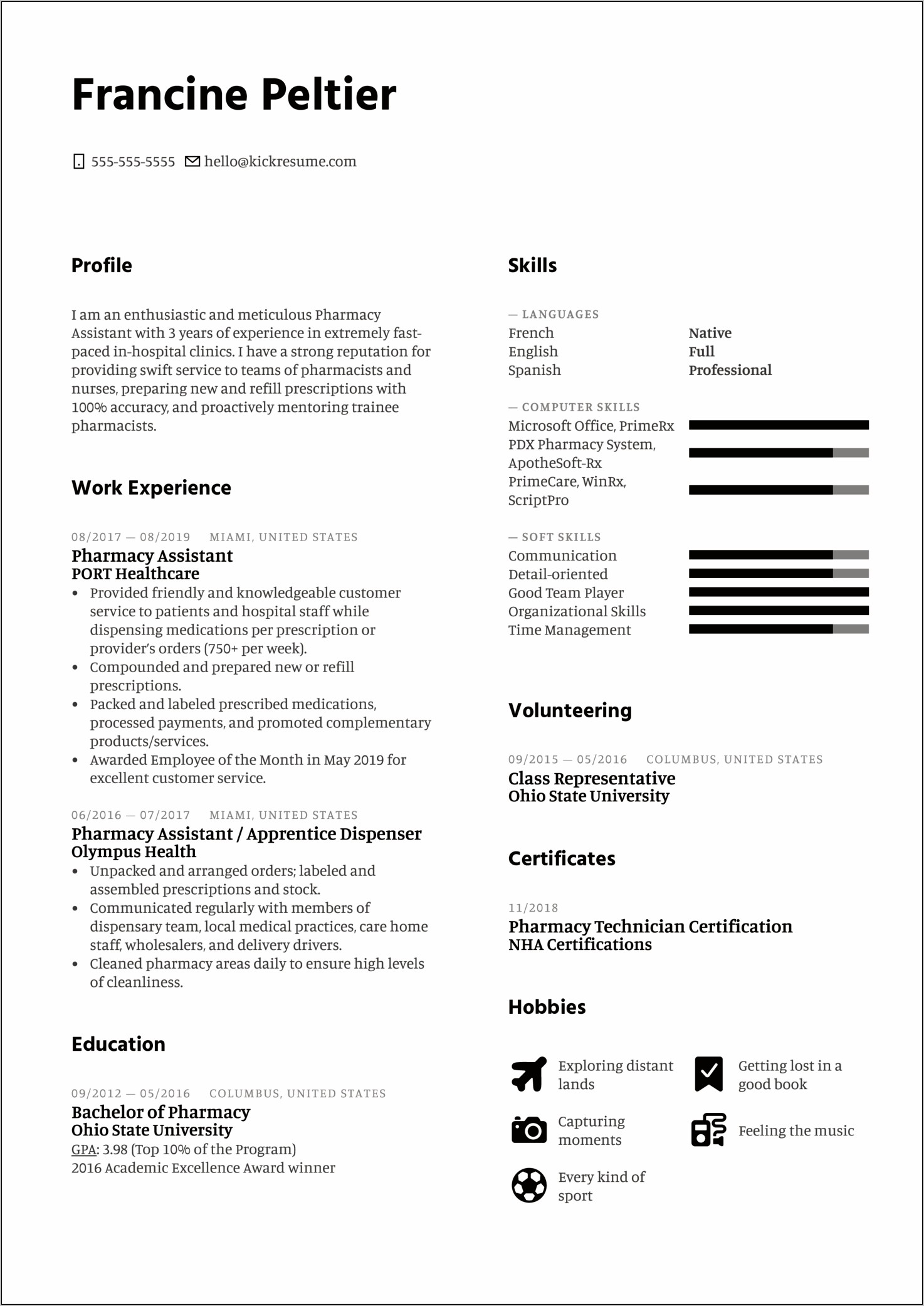 Pharmacy Data Entry Sample Resume