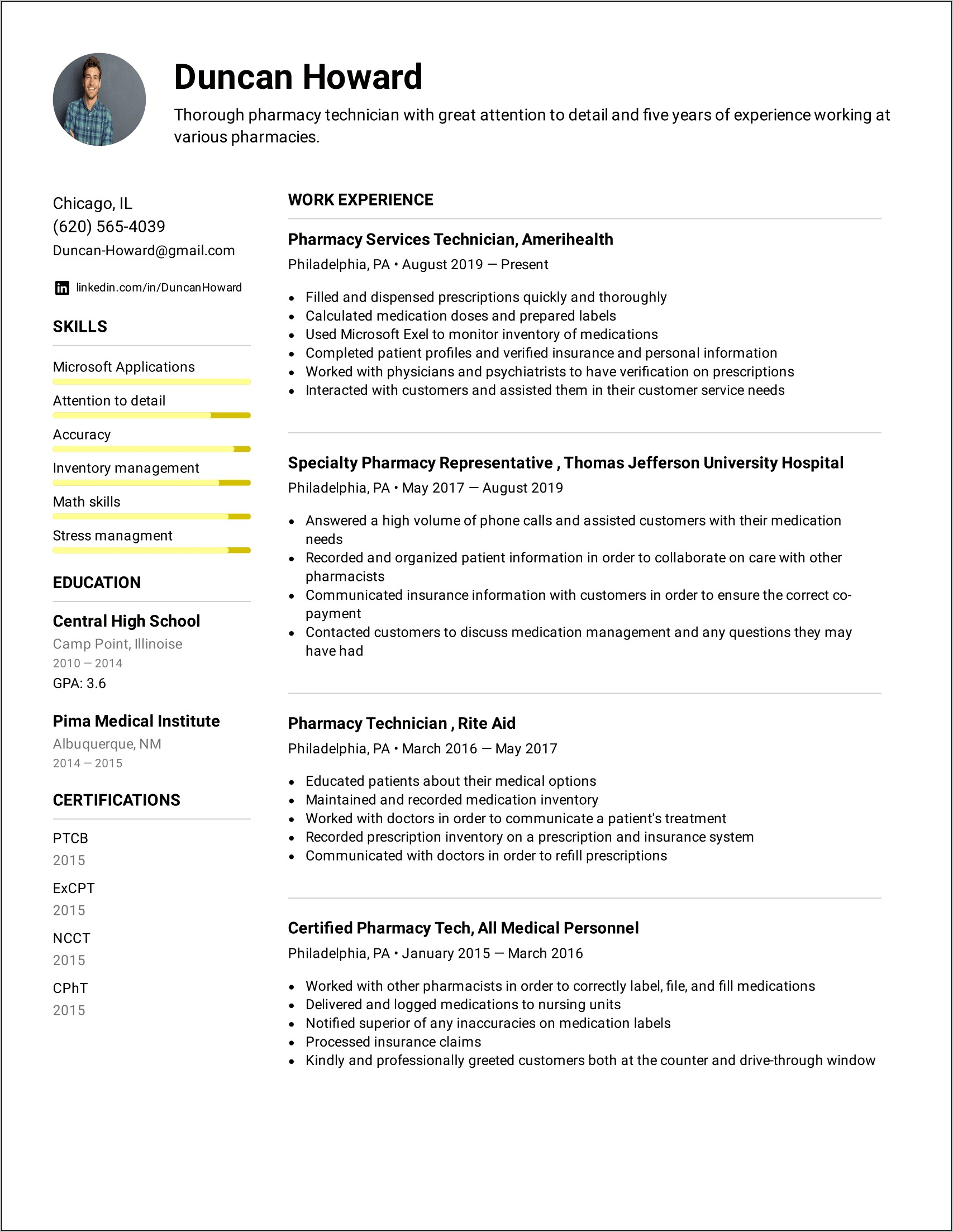 Pharmacy Technician Resume Objective Statement