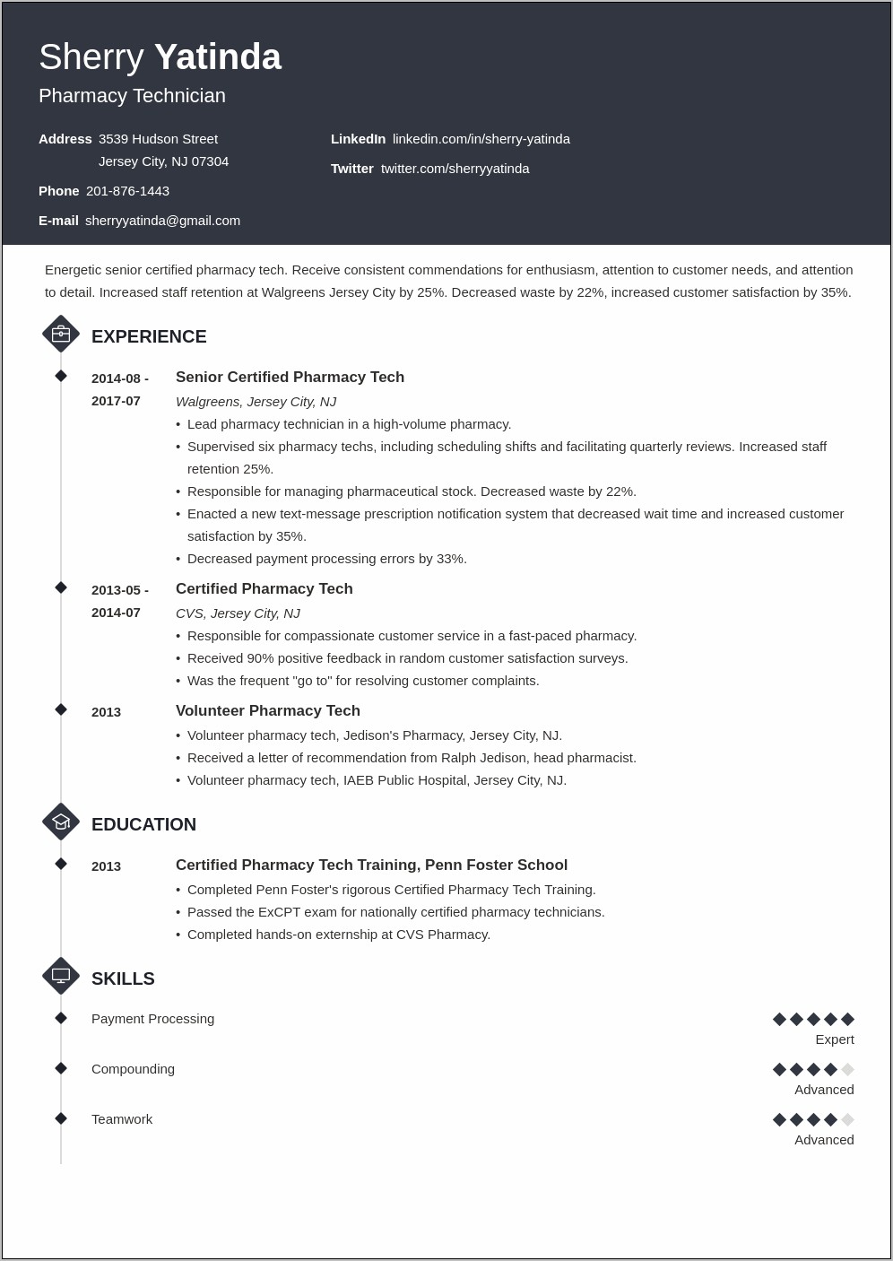 Pharmacy Technician Resume Sample Free