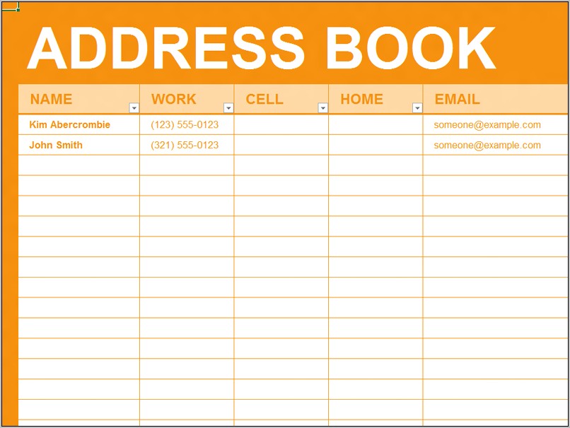 Phone Book Excel Template Free Download