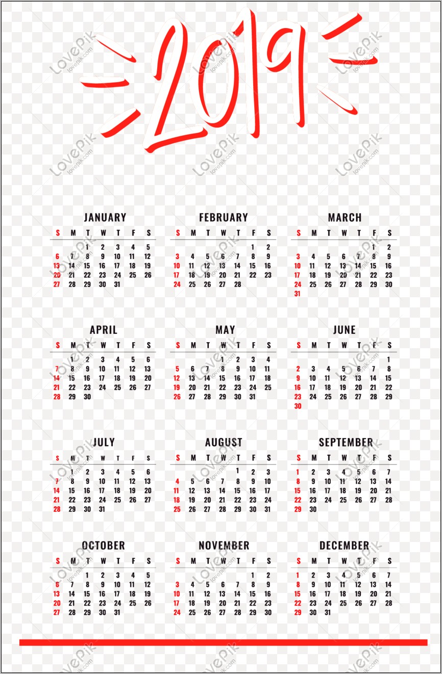 Photoshop Calendar Template 2019 Free Download