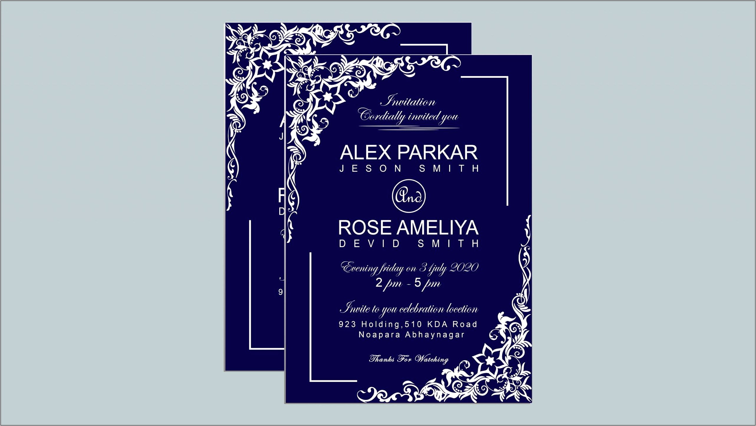 Photoshop Invitation Card Template Free Download