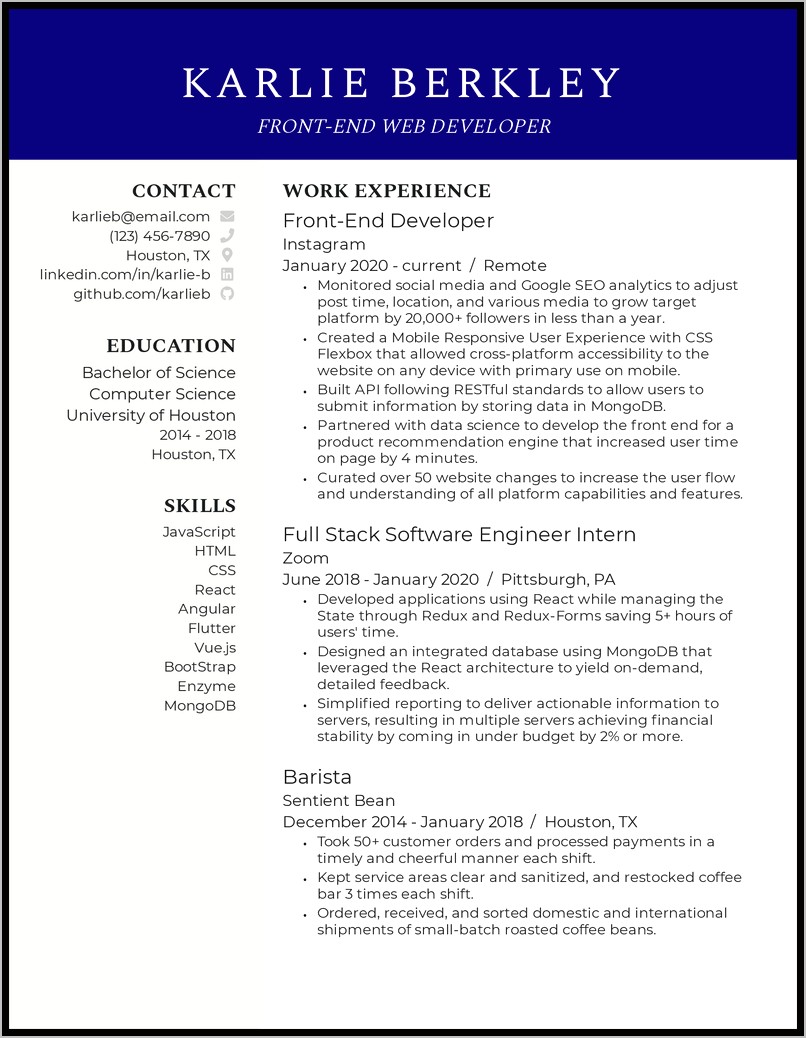 Php Developer Resume Free Download