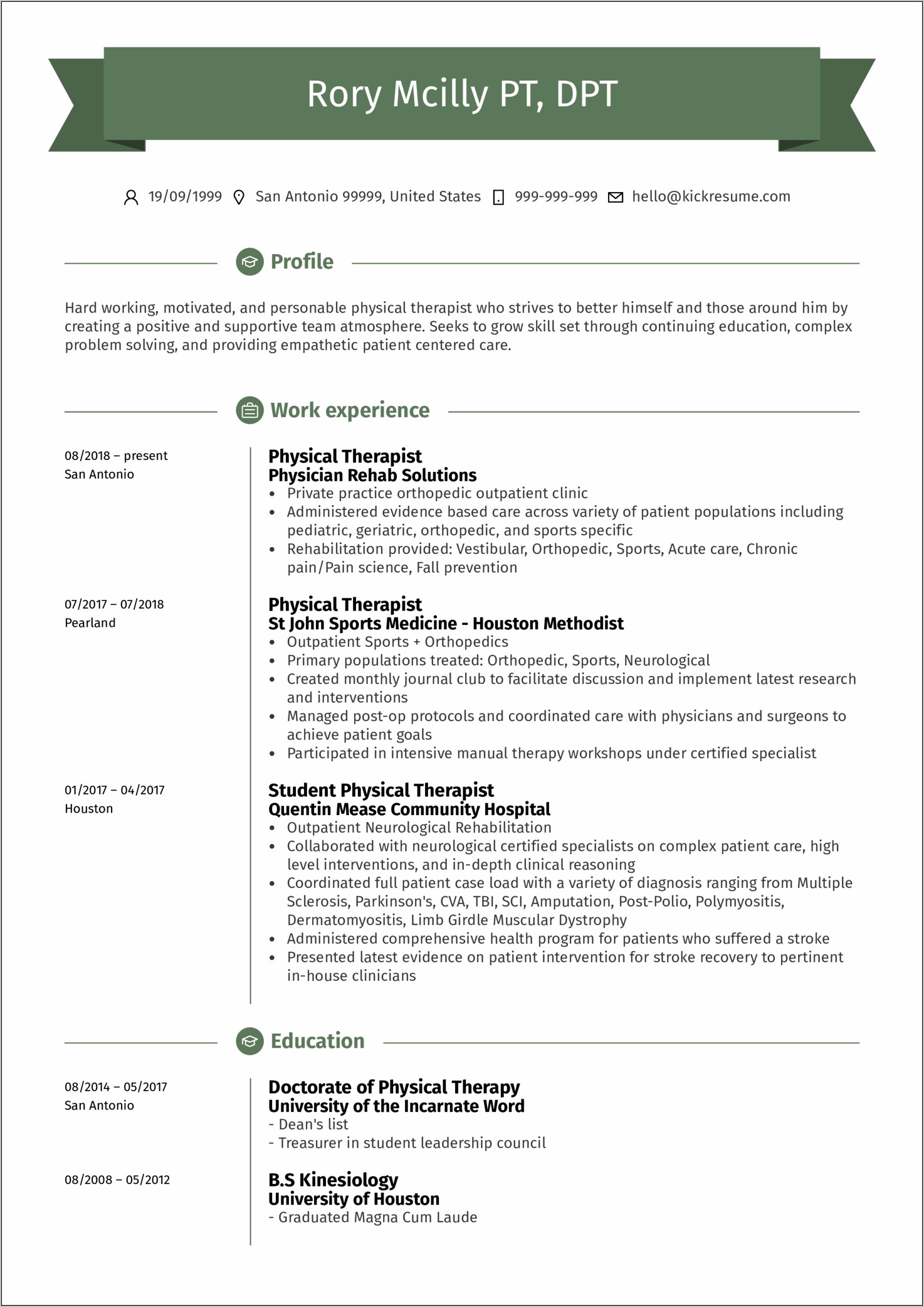 Physical Therapist Skills On Resume