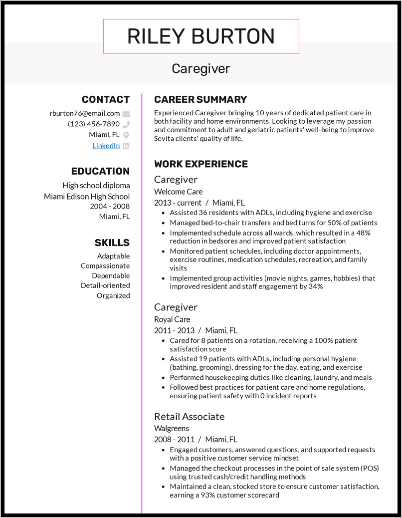 Physical Therapy Aide Resume Example