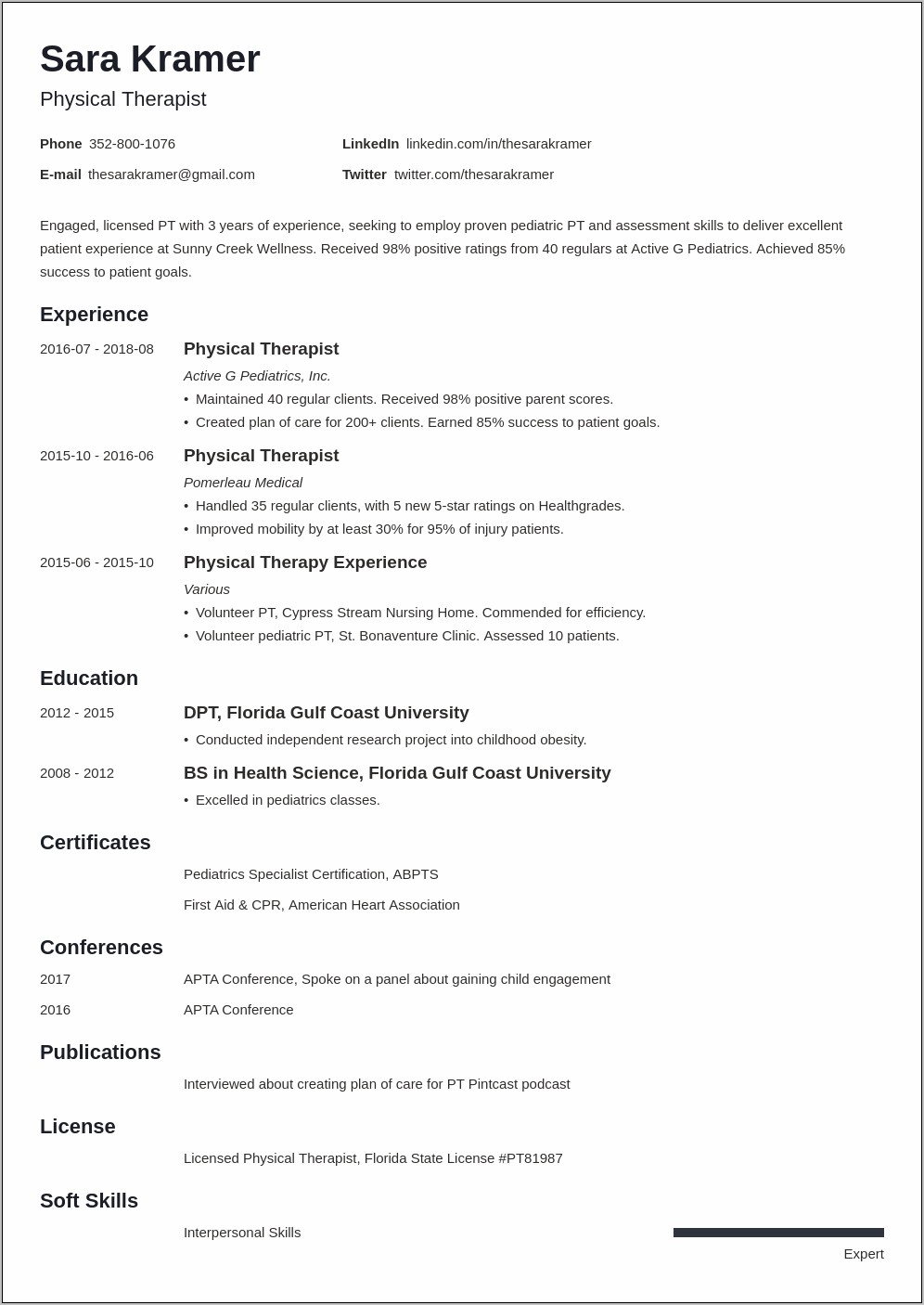 Physical Therapy Aide Resume Examples
