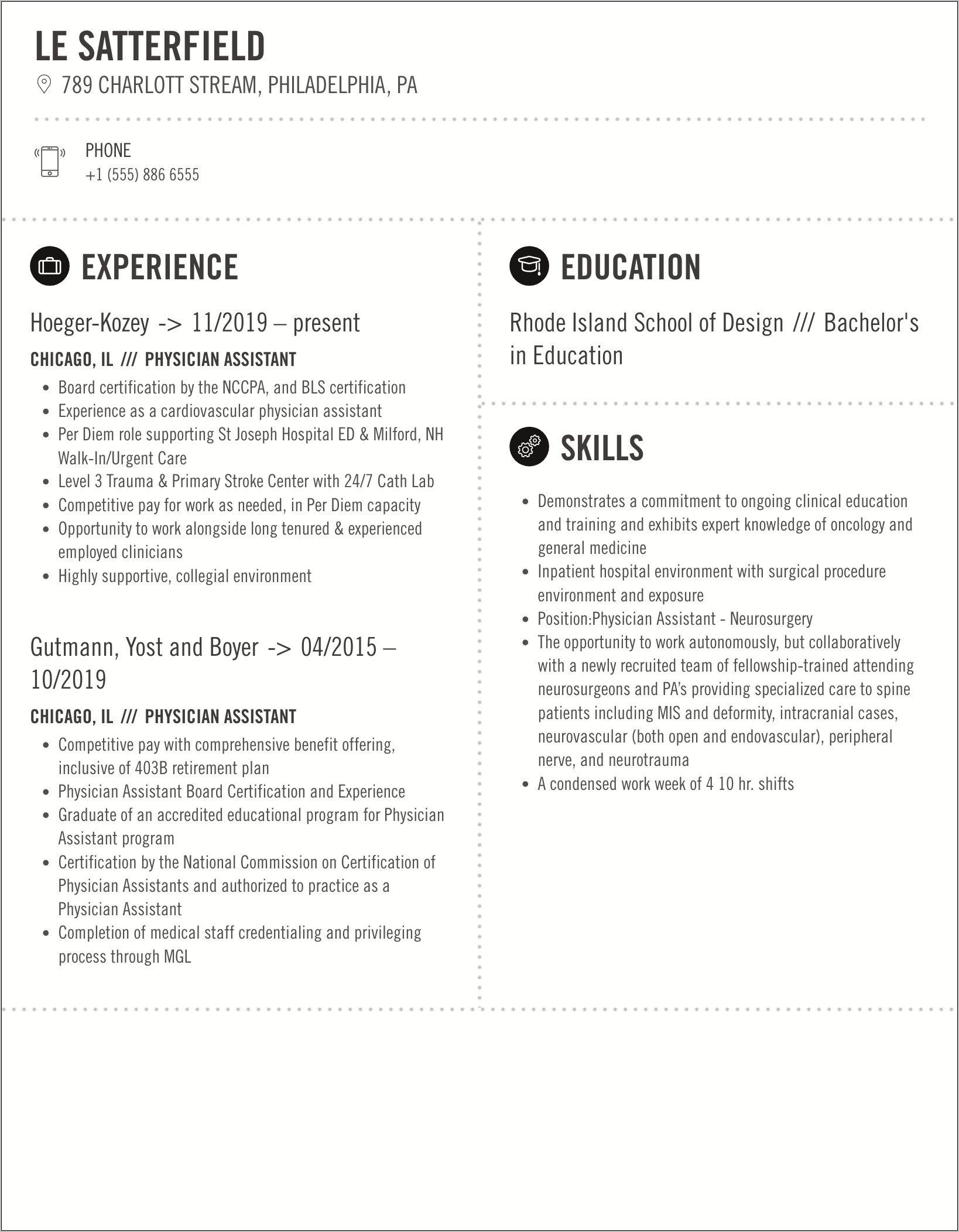 Physician Assistant Skills On Resume