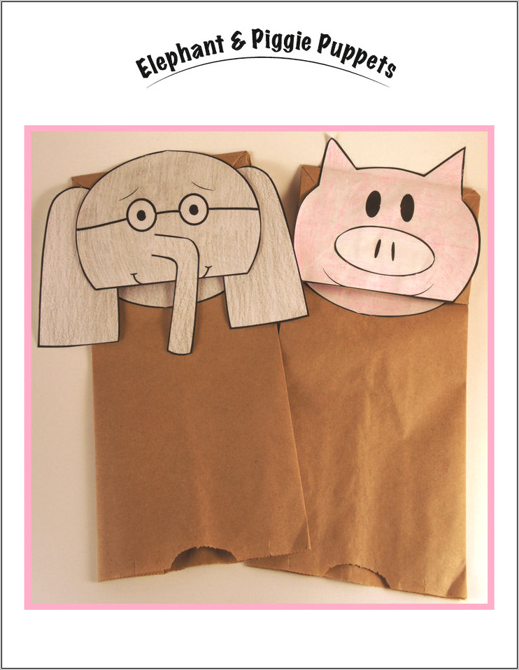 Piggie Elephant Paper Bag Template Printable Free