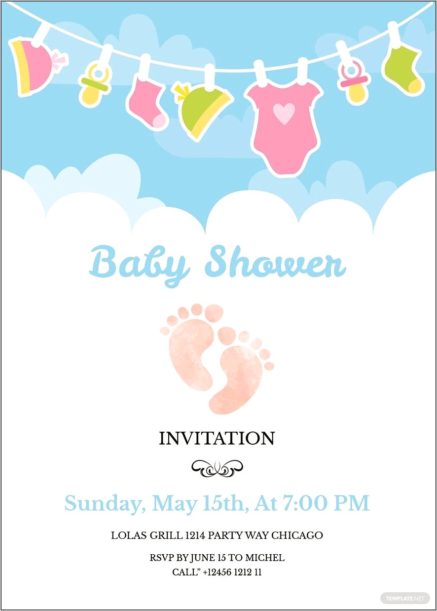 Pink And Grey Baby Shower Invitation Template Free