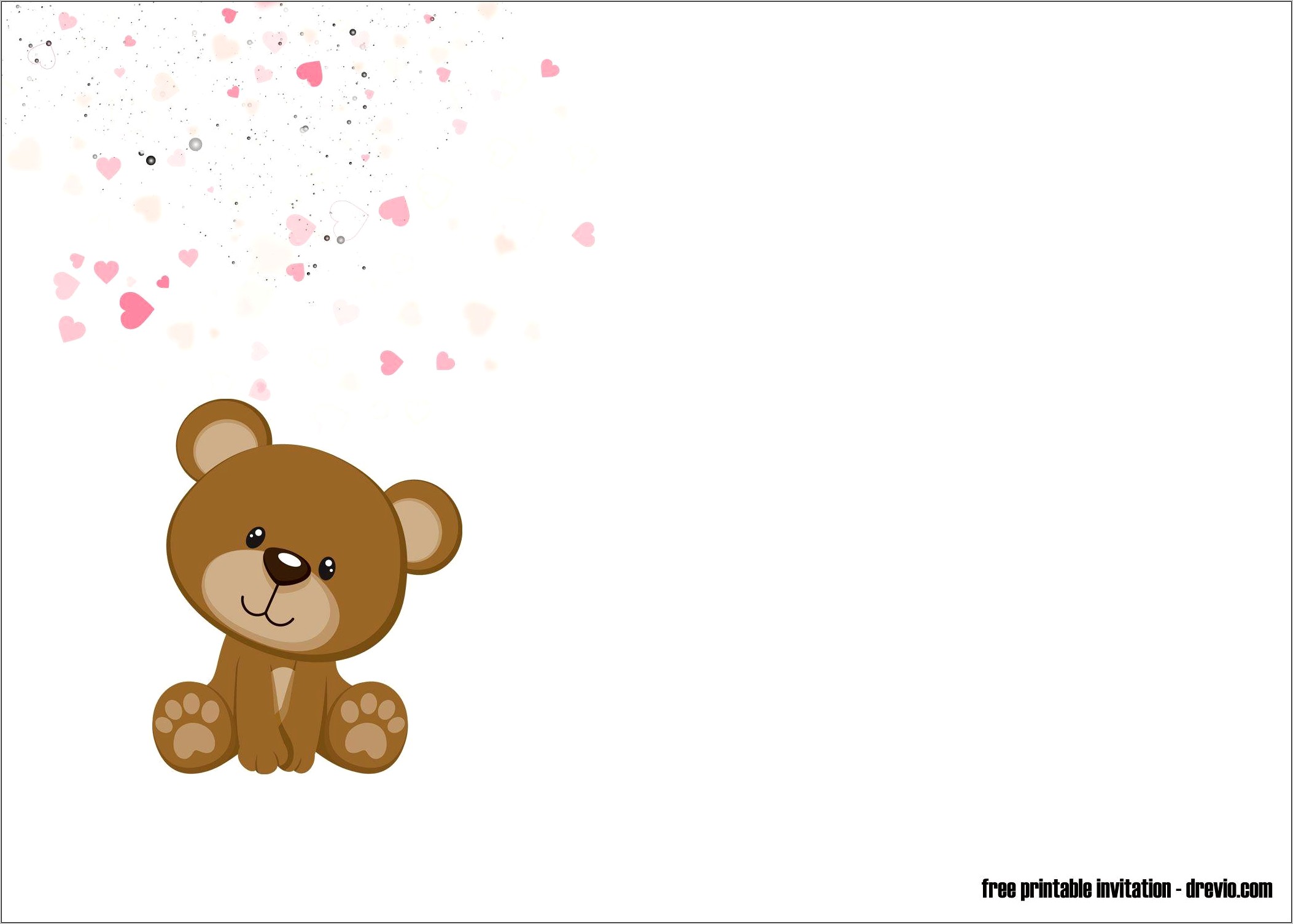 Pink Teddy Bear Birthday Template Download