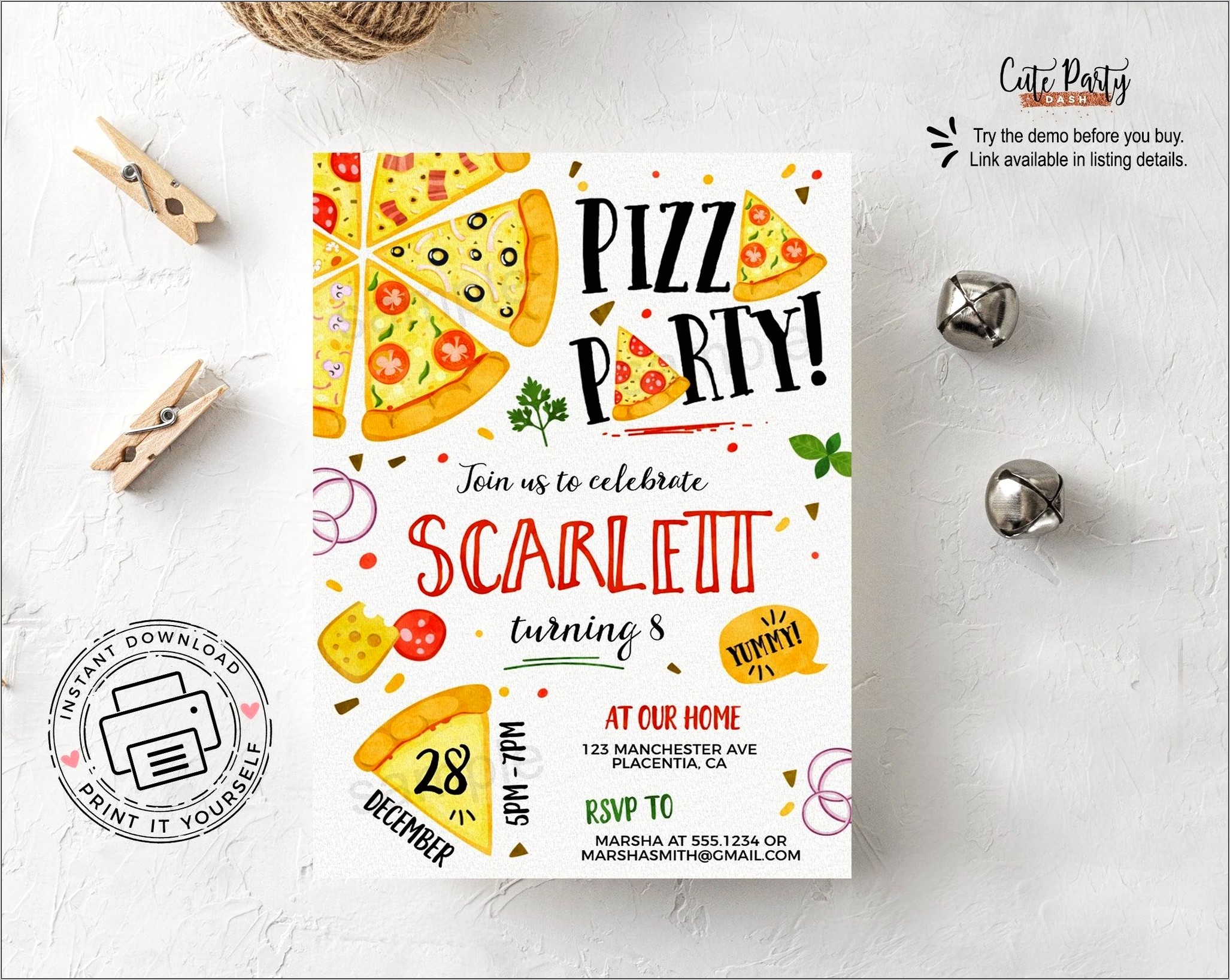 Pizza Party Invitation Template Free For Teacher