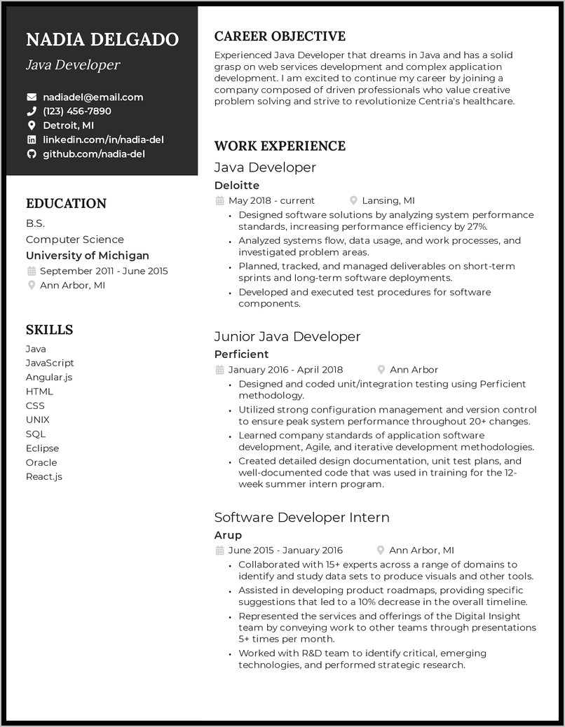 Pl Sql Programmer Resume Objective