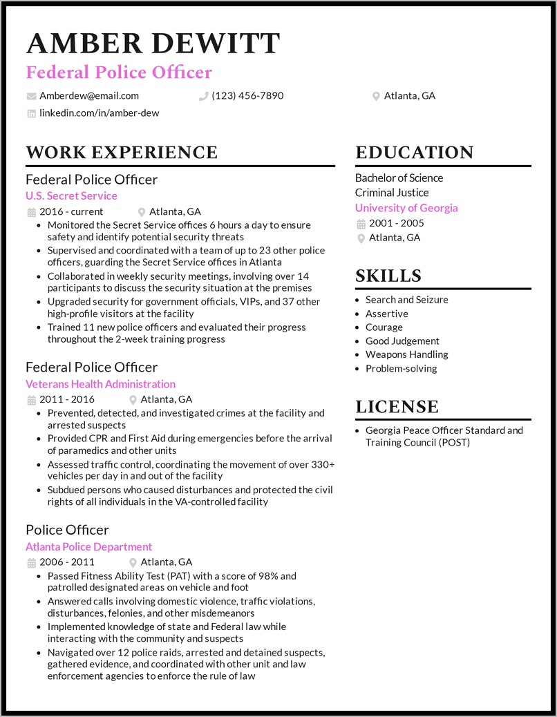 Police Officer Resume Objective Examples