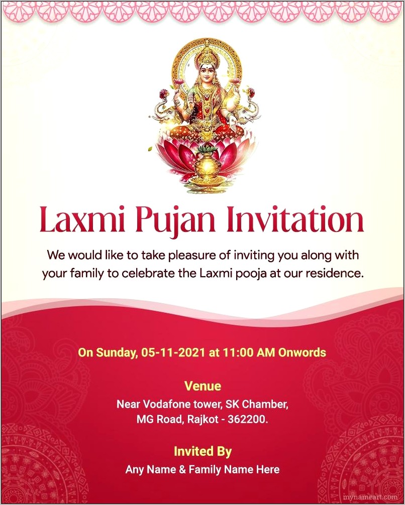 Pooja Invitation Card Design Template Online Free