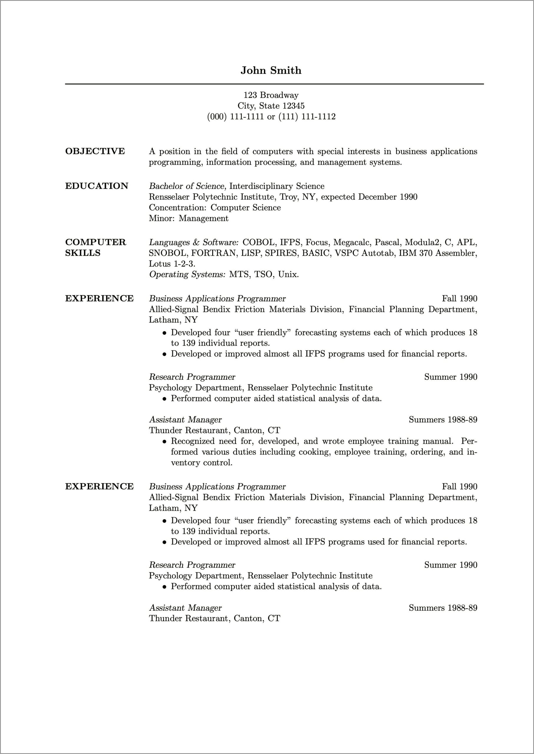 Portrait Studio Manager Resume Sample