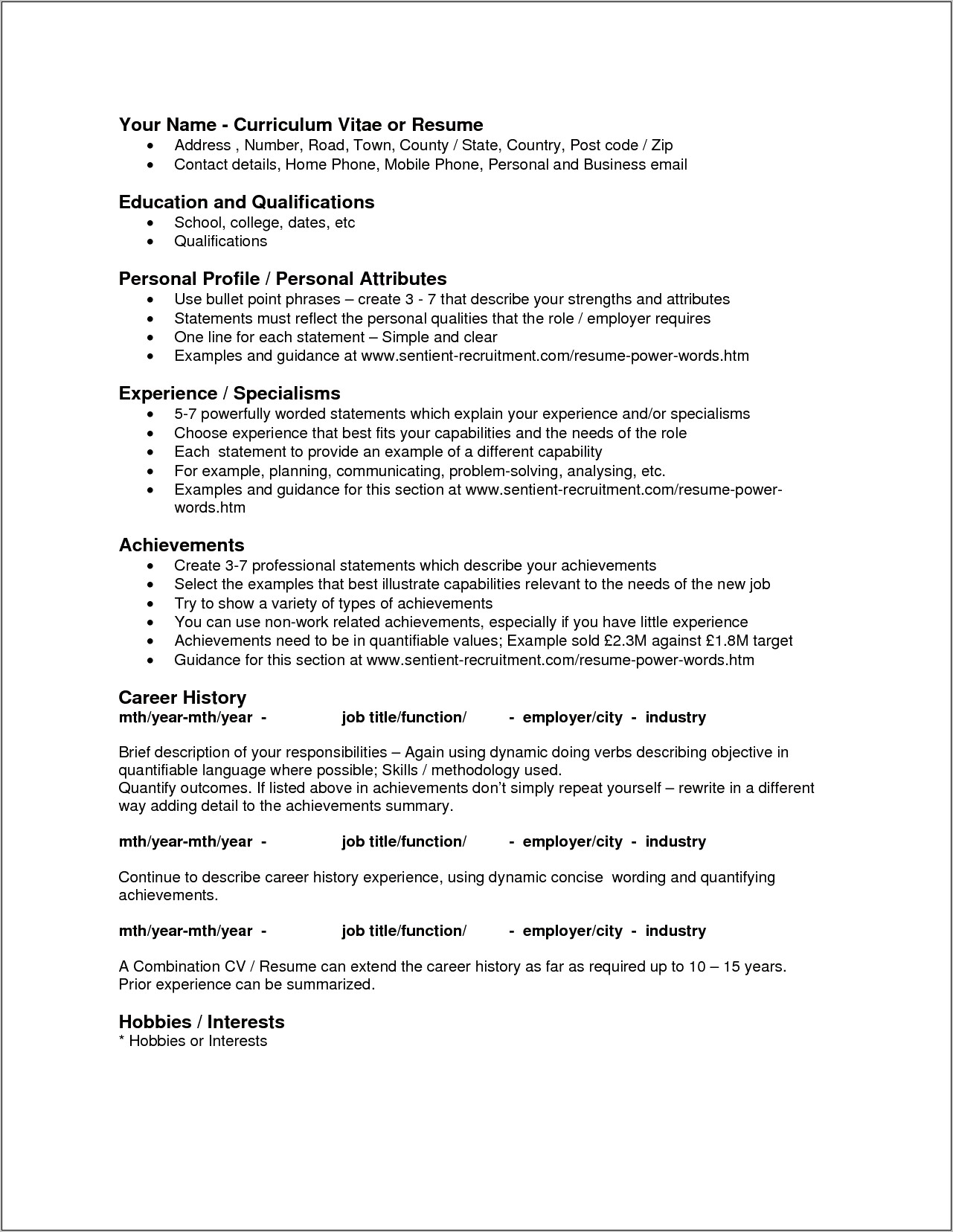 Power Statements For Resume Examples