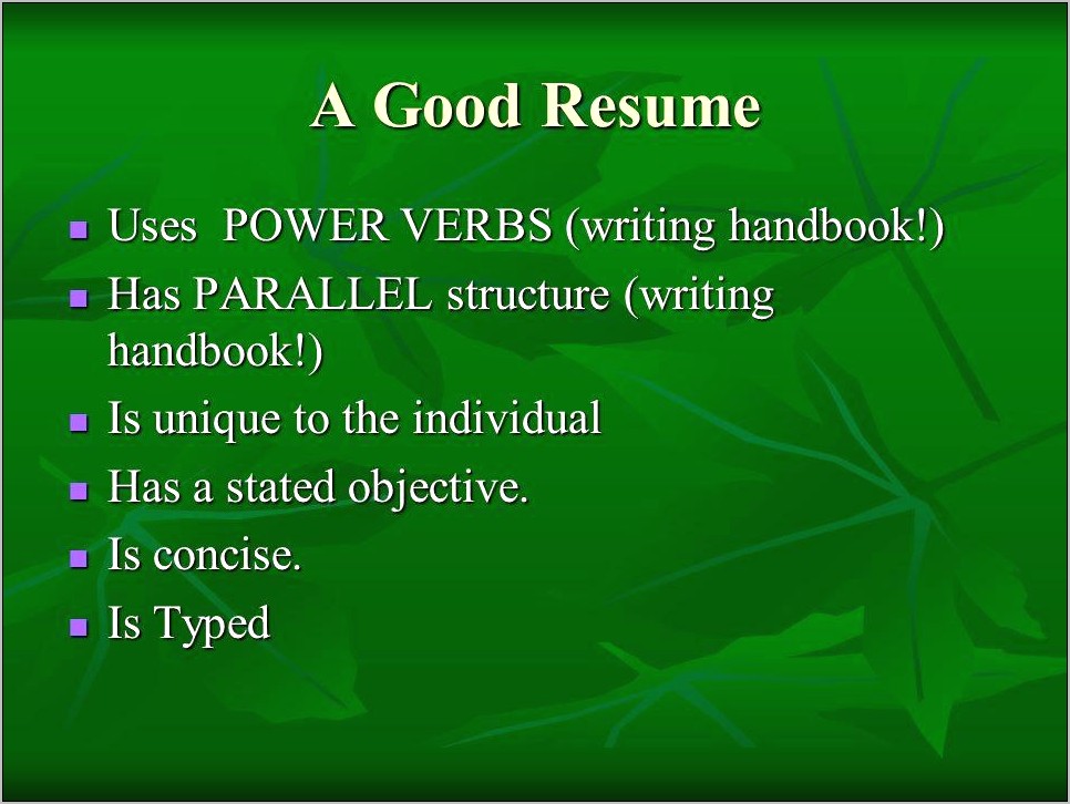 Power Verbs For Objective Resume