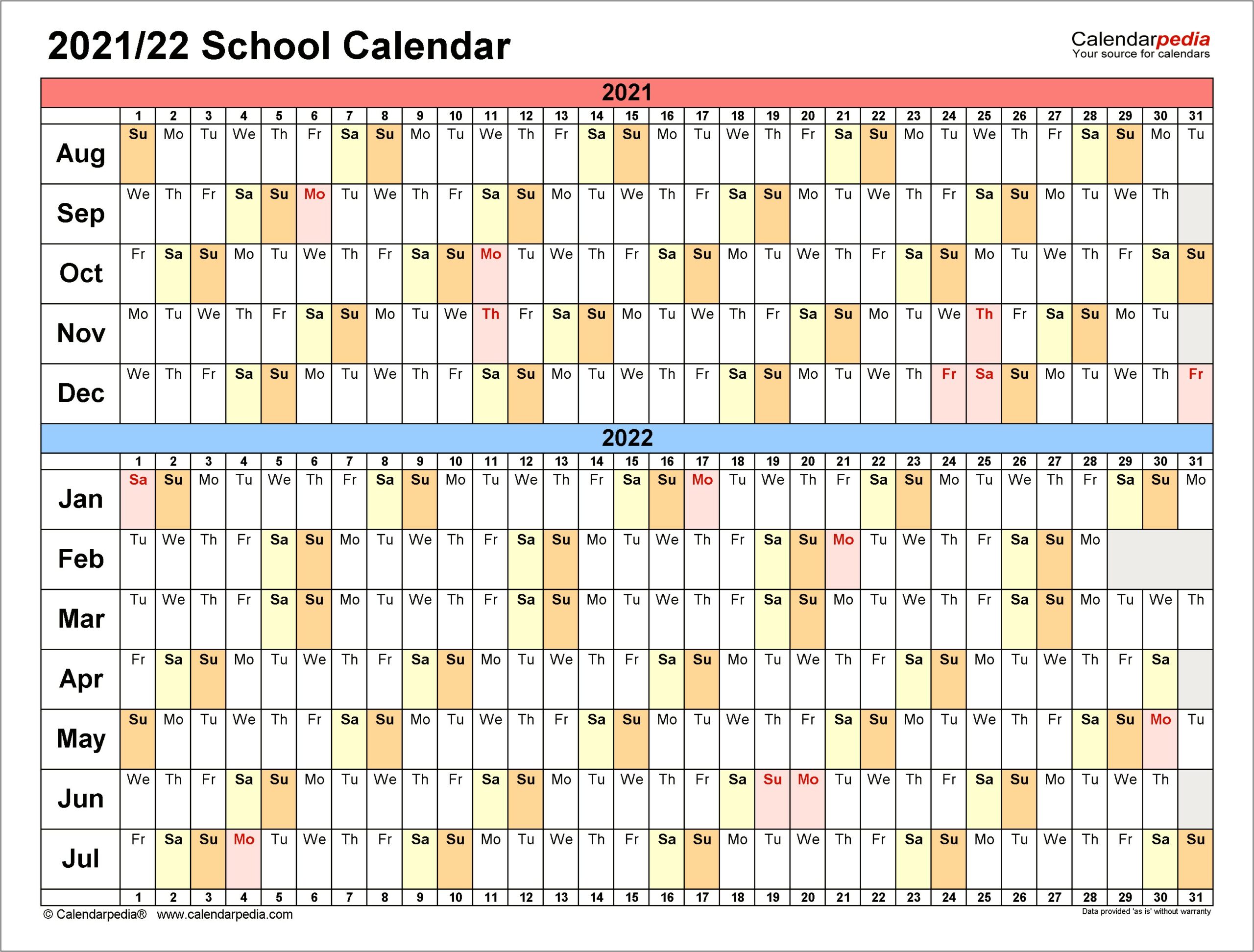 Pre School Calendar Download Free Word Template