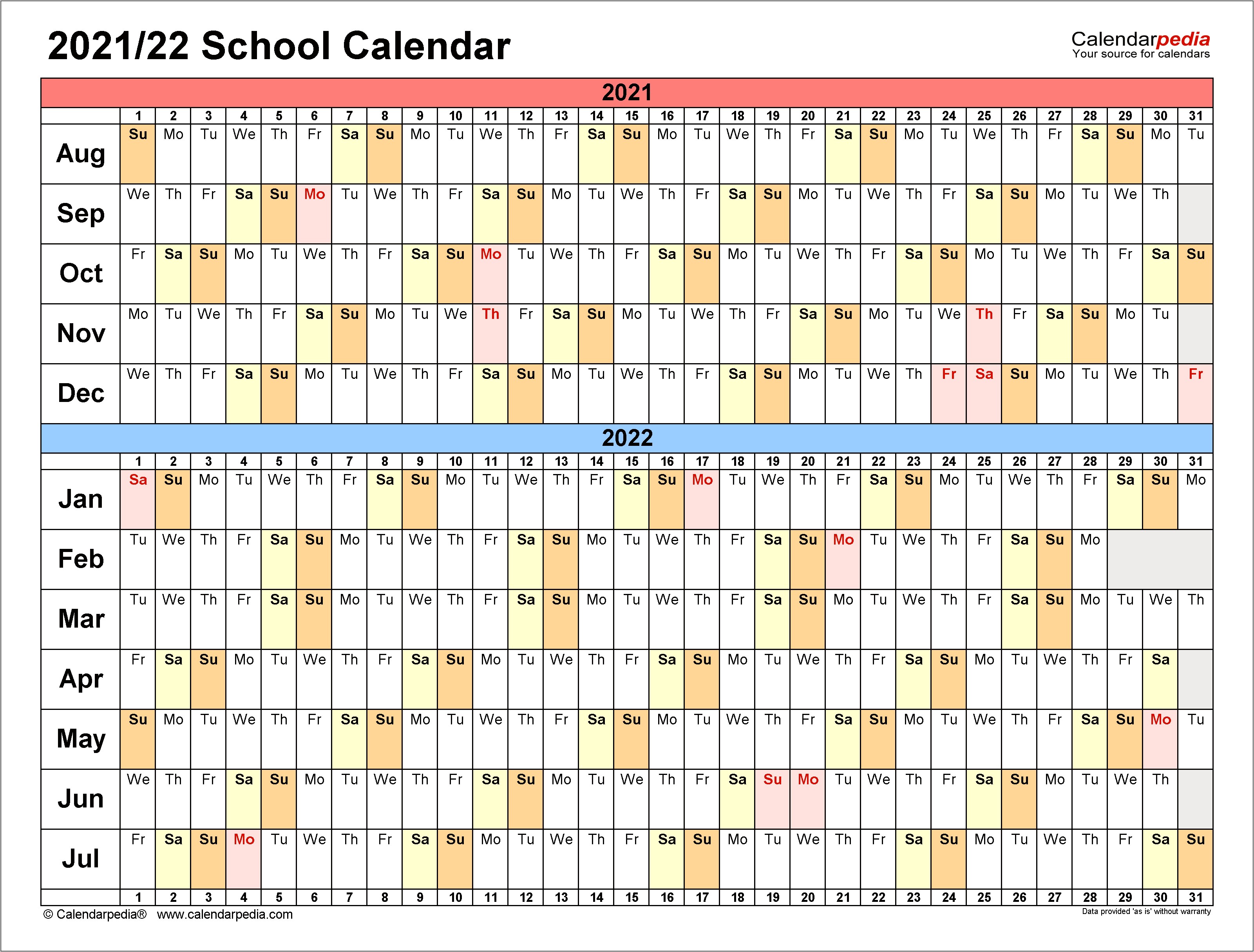 Pre School Calendar Download Free Word Template