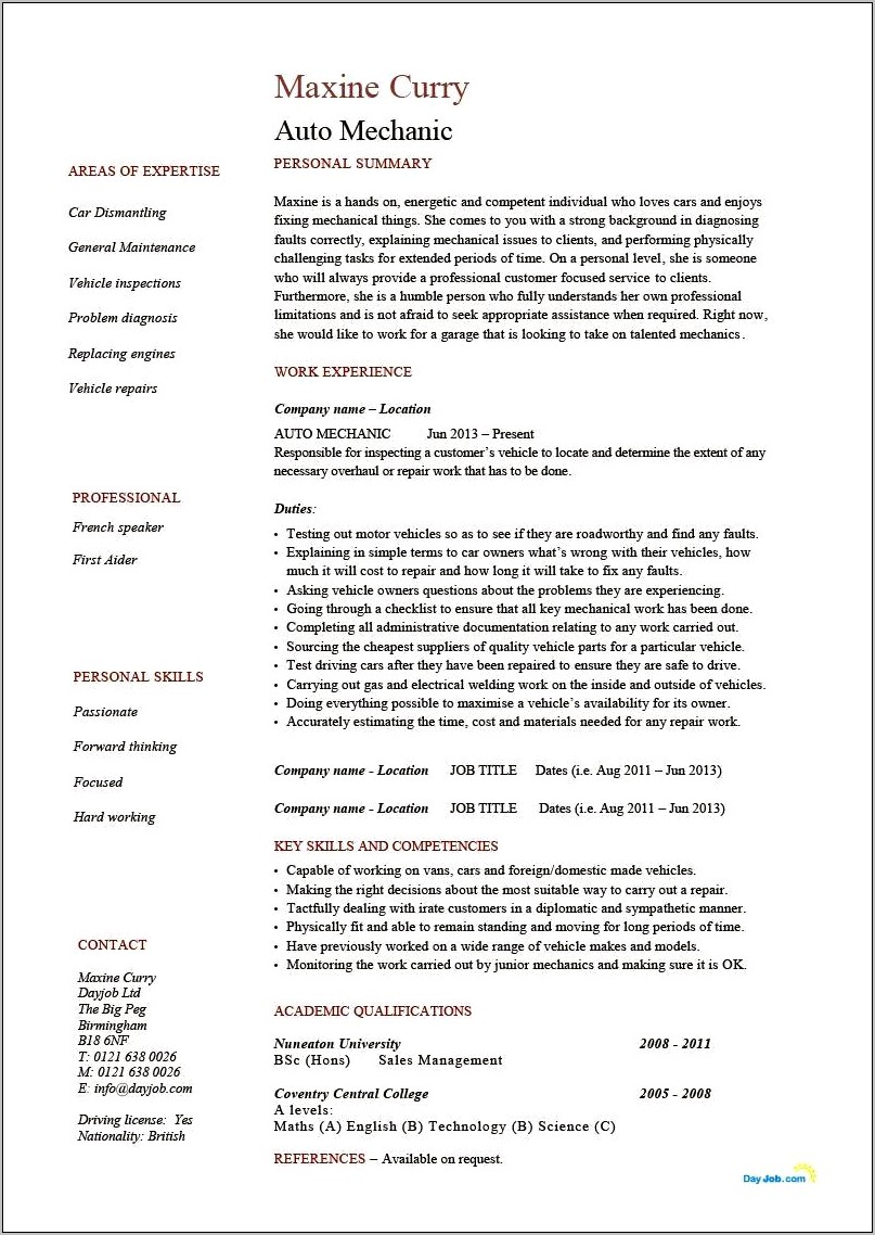 Pre Written Resume Job Responsibilities