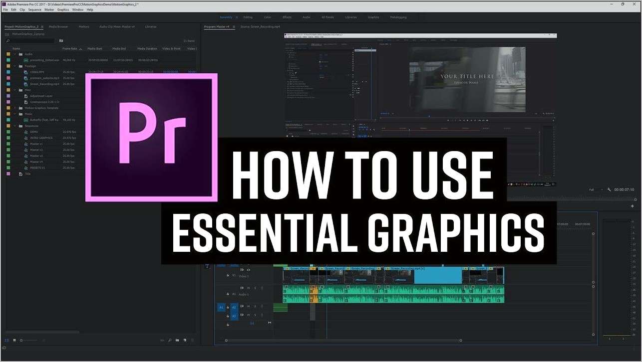 Premiere Pro Essential Graphics Templates Download