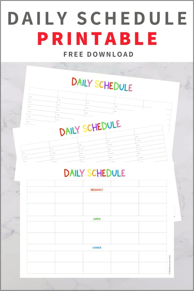 Preschool Daily Schedule Template Free Download