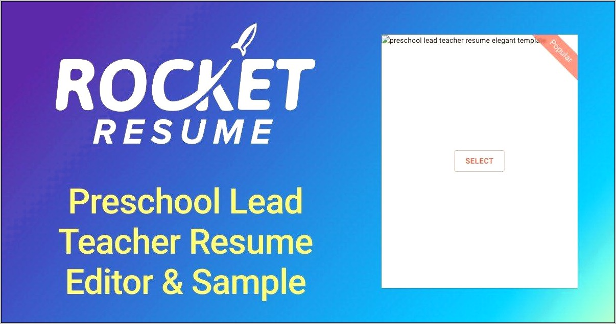 Preschool Lead Teacher Resume Sample