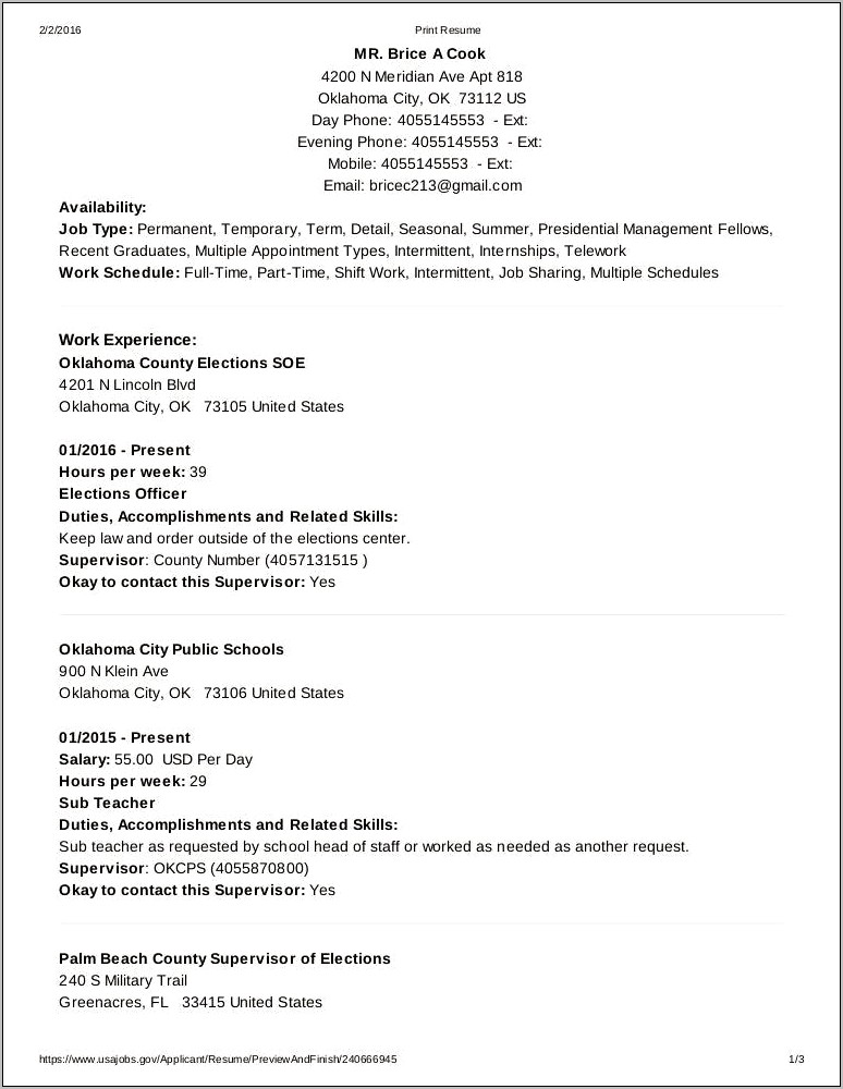 Present Resume For Usa Jobs