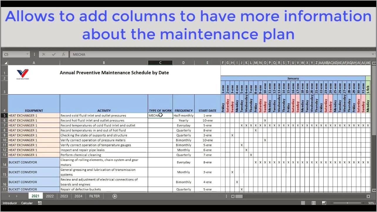 Preventive Maintenance Template Excel Download Free