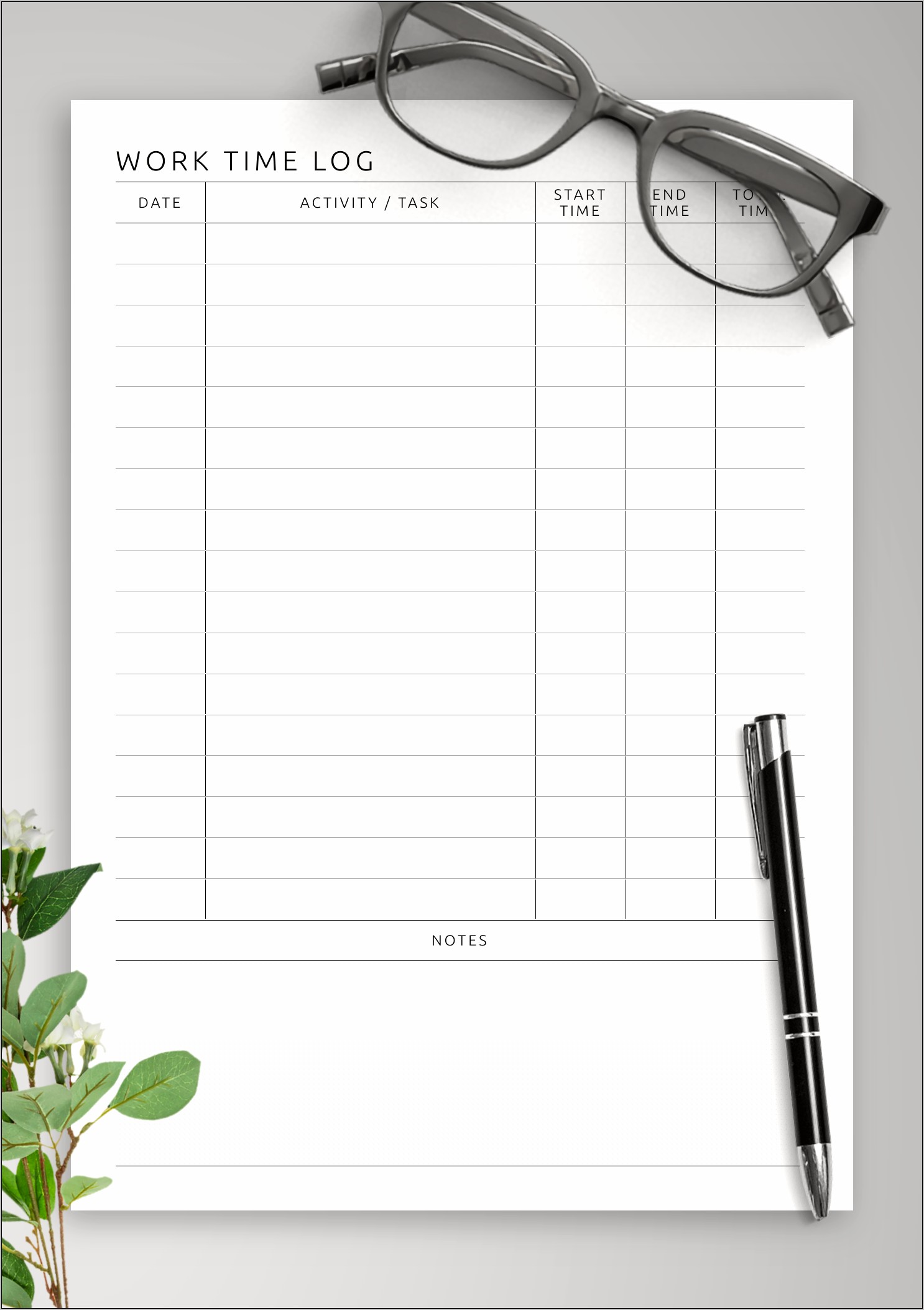 Print Free Template For Logging Works Hours