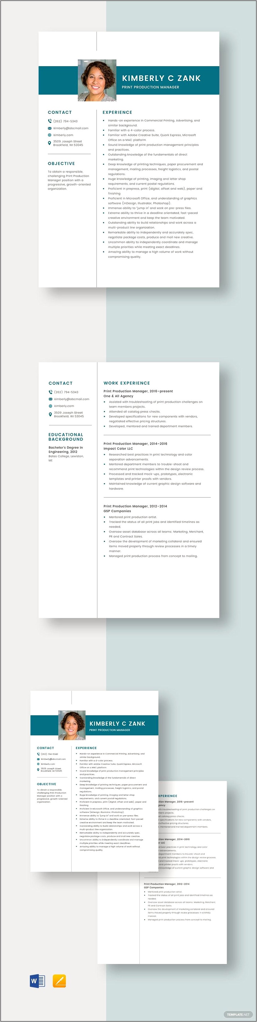 Print Production Manager Sample Resume