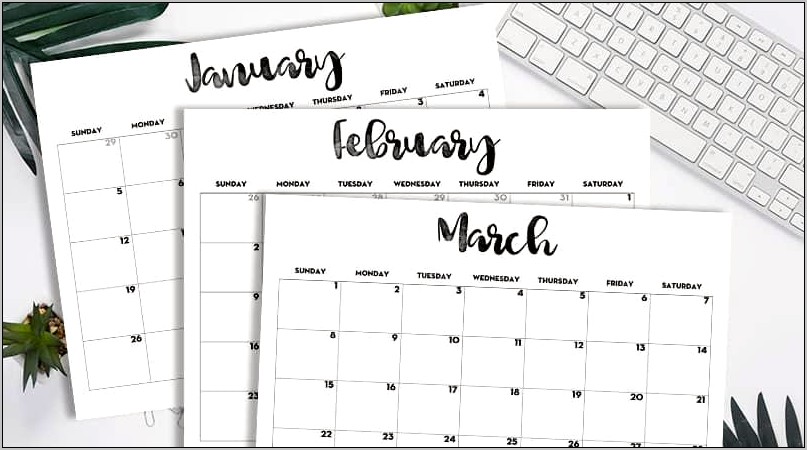 Printable 2019 Monthly Calendar Free Template Download