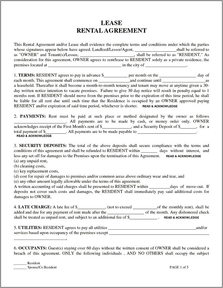 Printable Free Annual Residental Lease Agreement Template