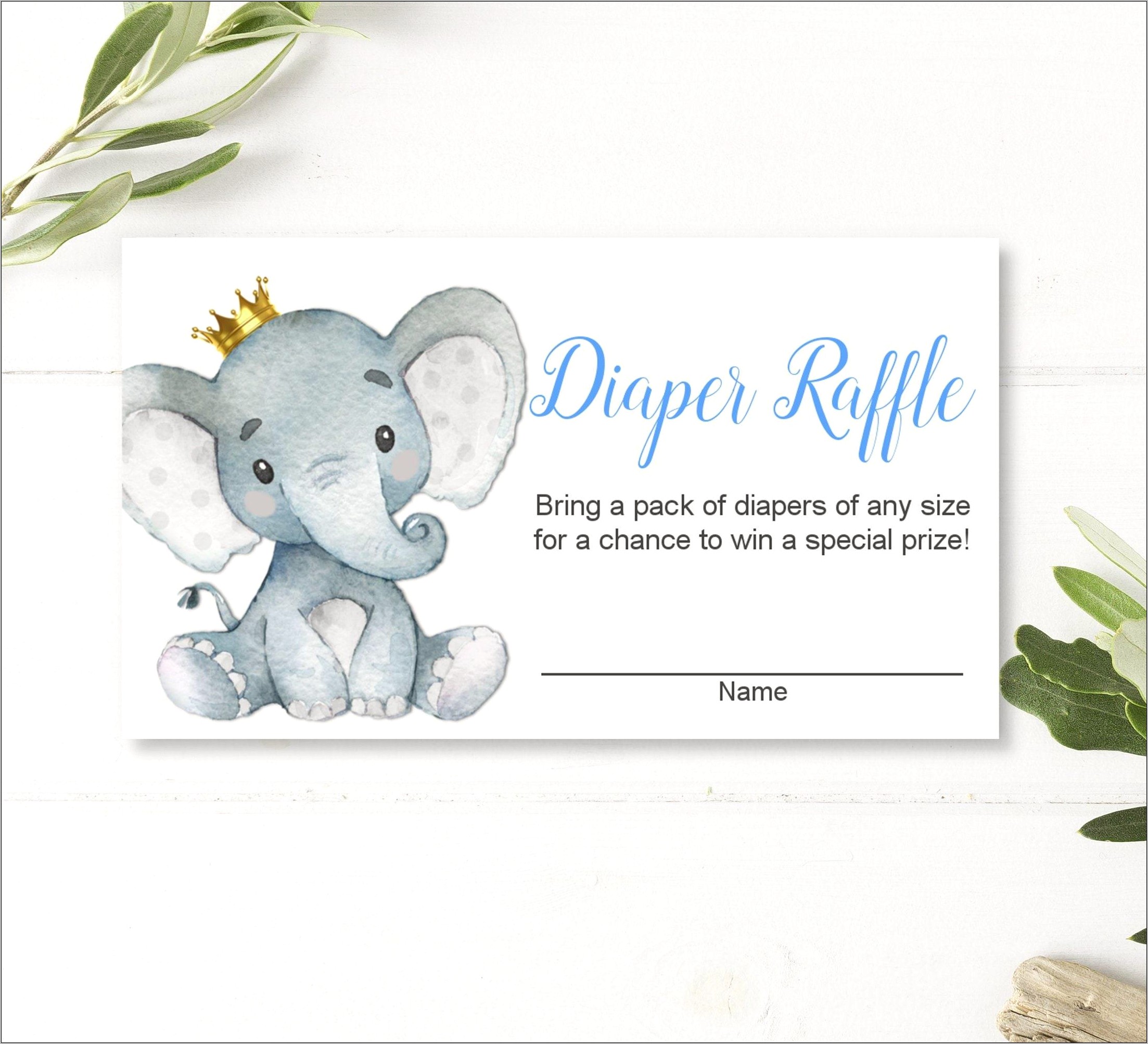 Printable Free Elephant Boy Diaper Raffle Ticket Template