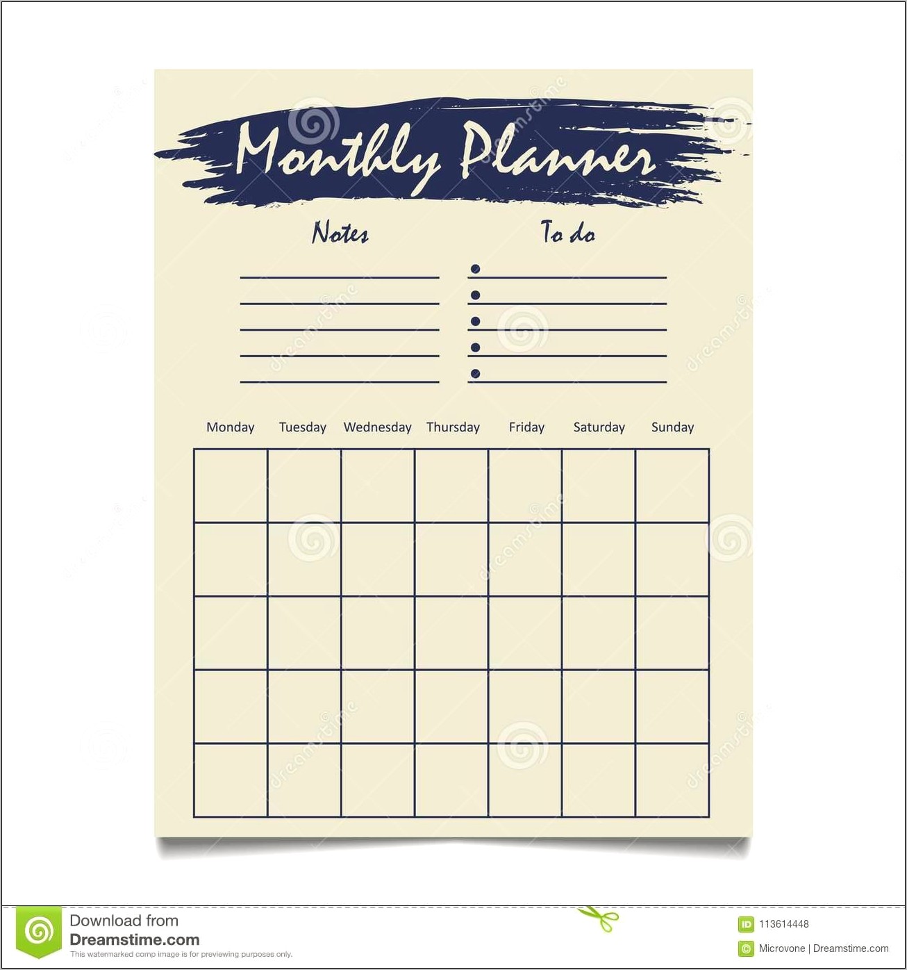 Printable Free Template For Taking Monthly Notes