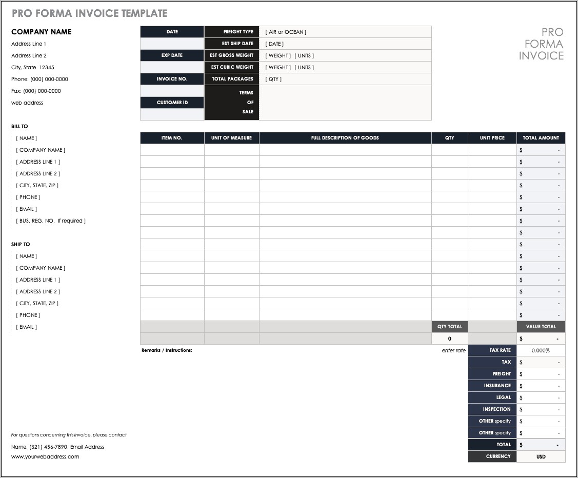 Pro Forma Income Statement Template Download