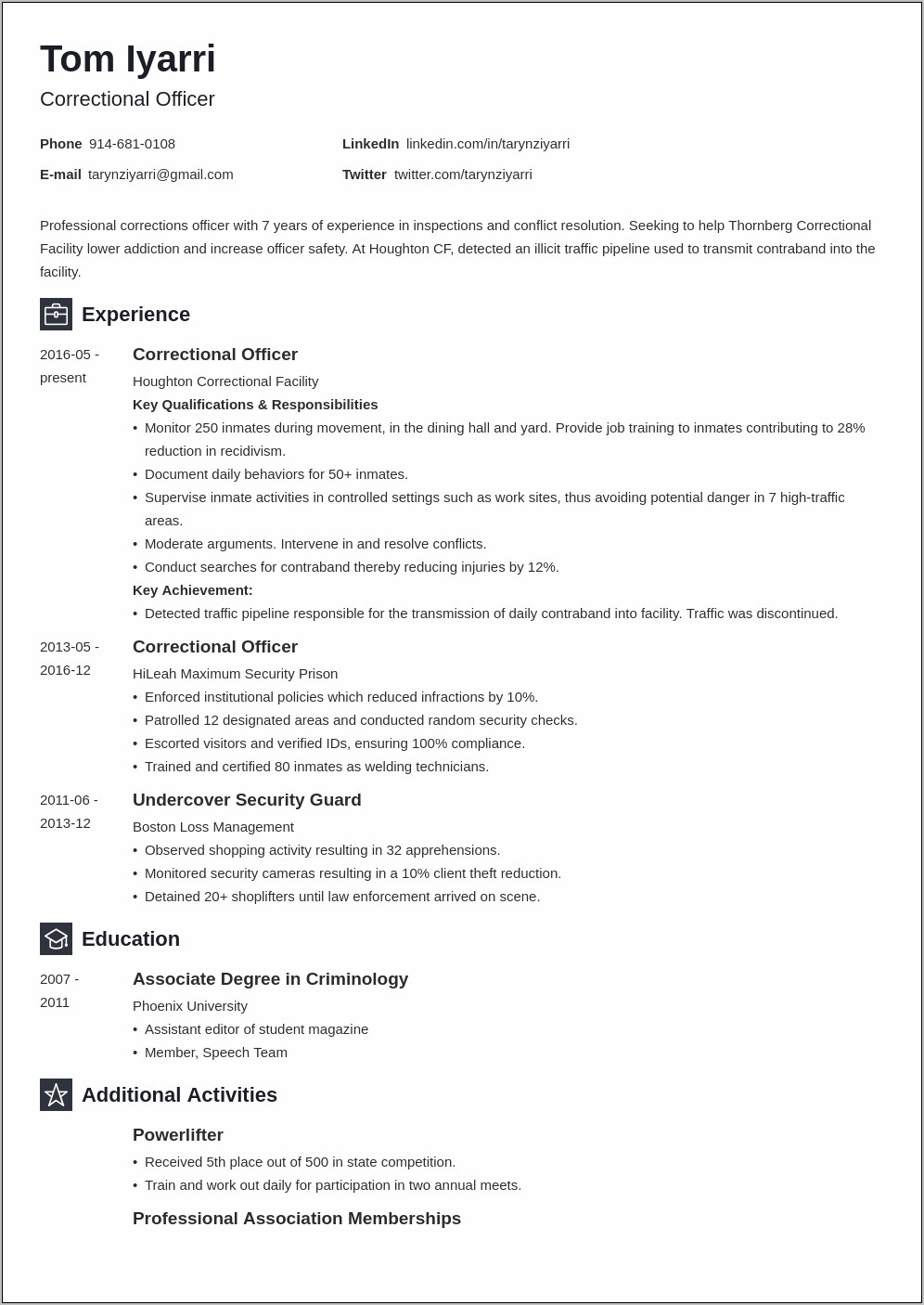 Probation Officer Resume Skills Examples