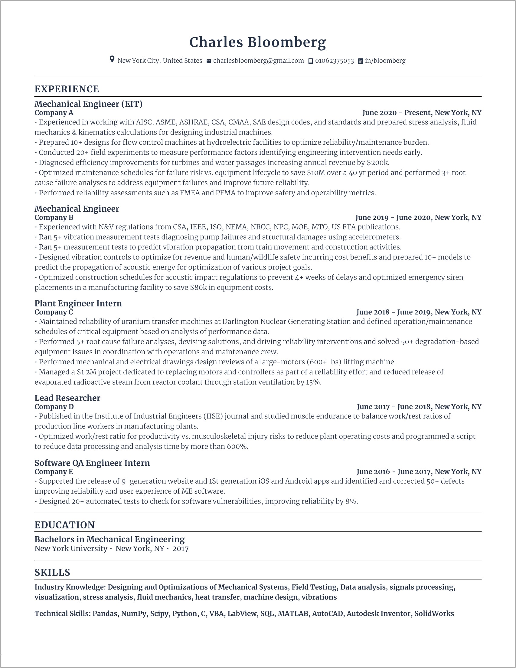 Process Engineer Optimize Resume Samples