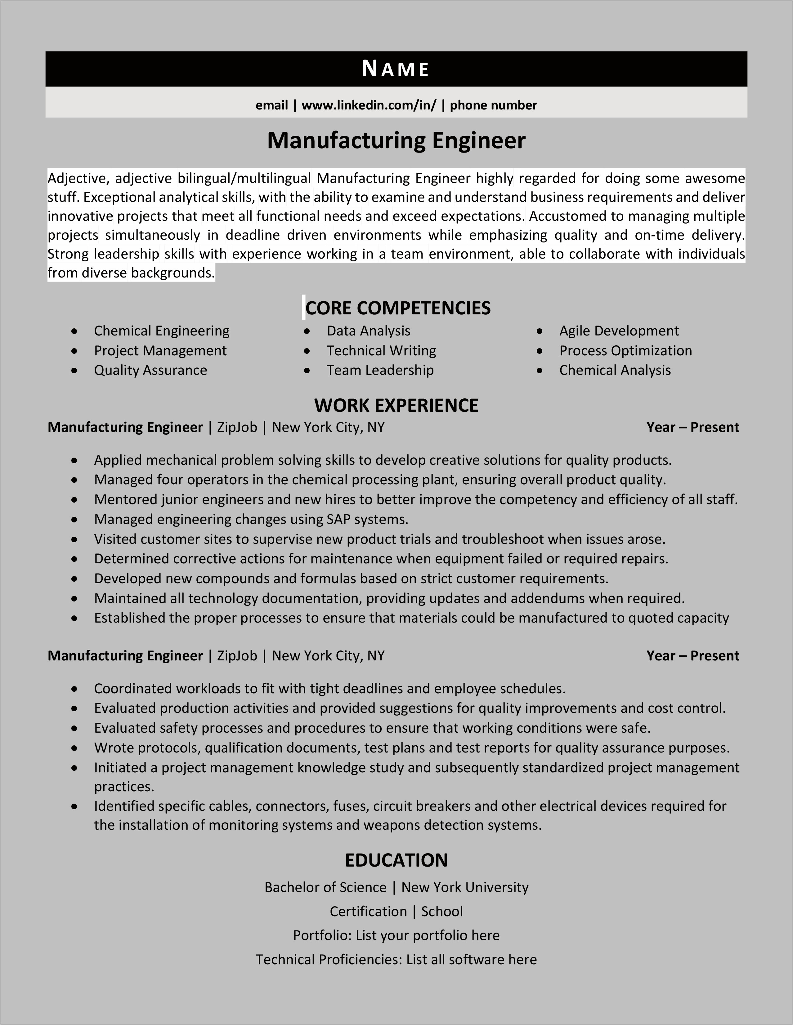 Process Engineer Resume Samples Jobherojobhero