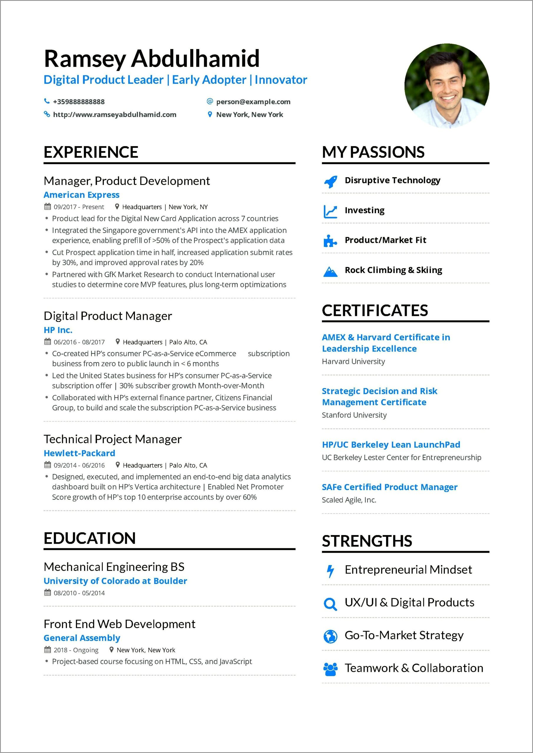 Product Management Vp Resume Example